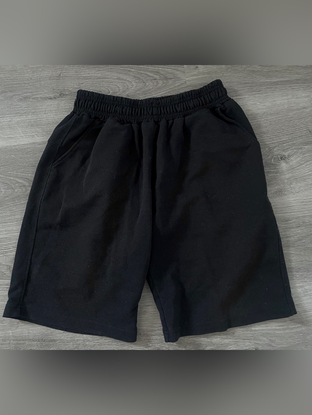 Kids Black Elastic-Waist Shorts Large Minimalist Casual Cozy Relaxed Fit Comfy
